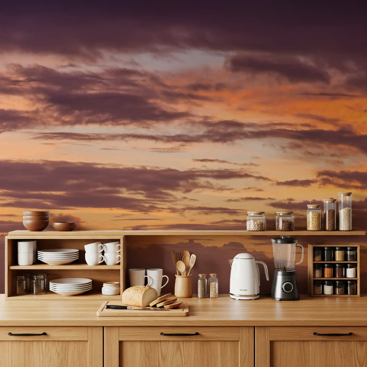 Fiery Sunset Horizon Wall Mural