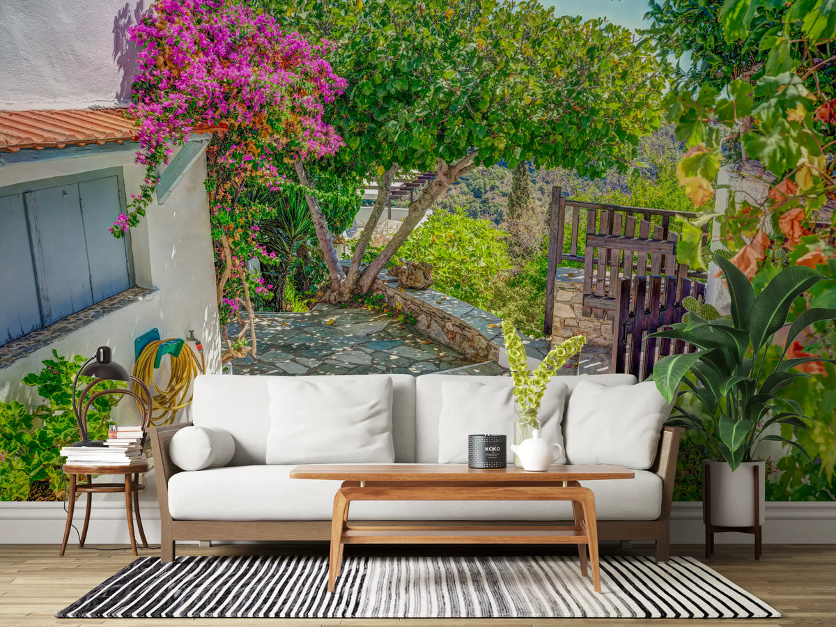 Sun-Drenched Coastal Terrace Wall Mural