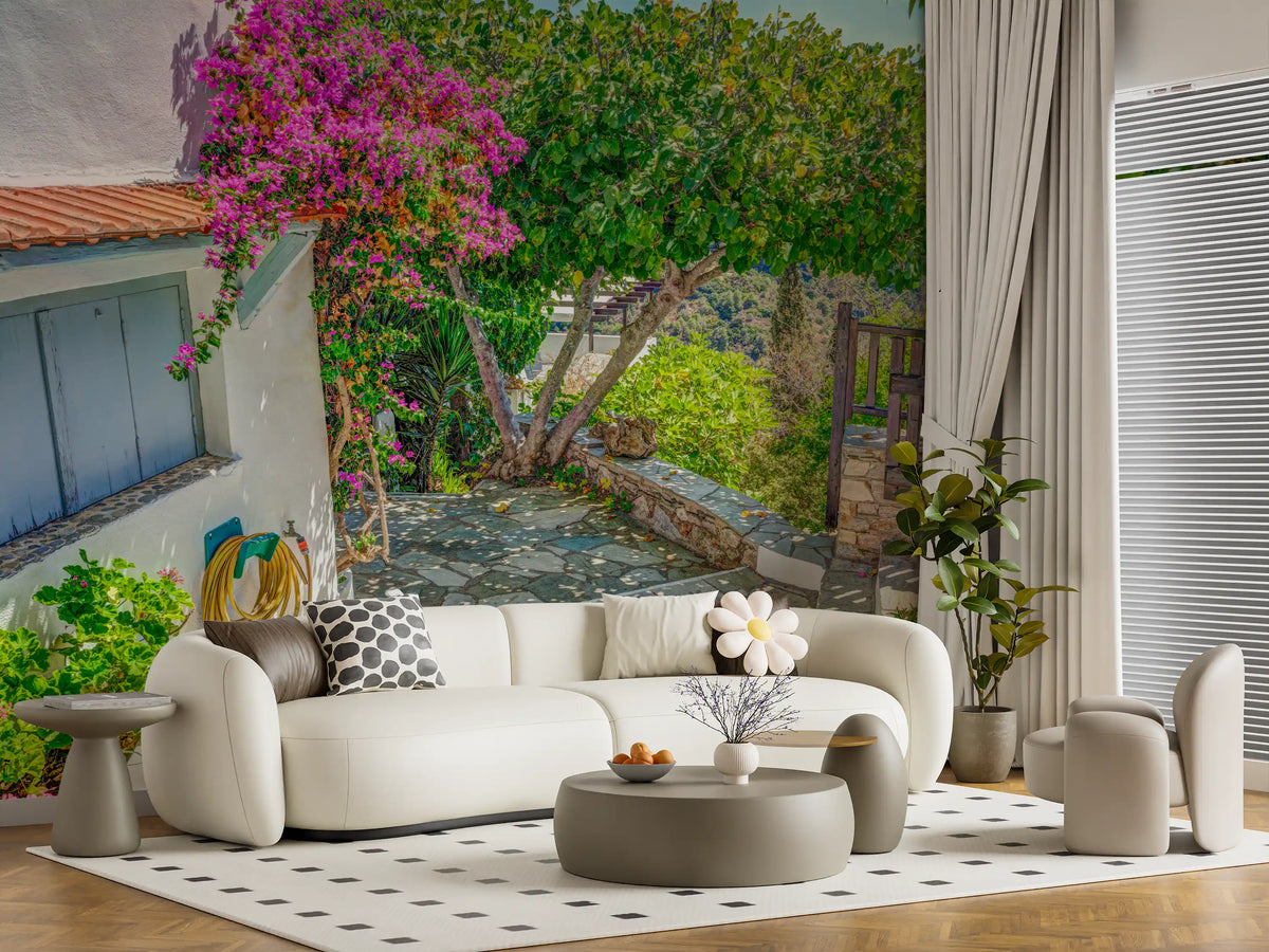 Sun-Drenched Coastal Terrace Wall Mural
