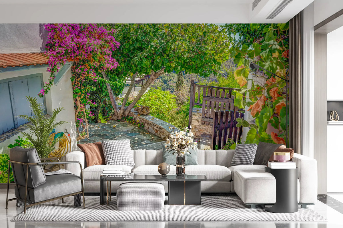 Sun-Drenched Coastal Terrace Wall Mural