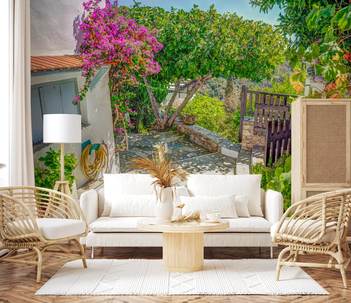 Sun-Drenched Coastal Terrace Wall Mural