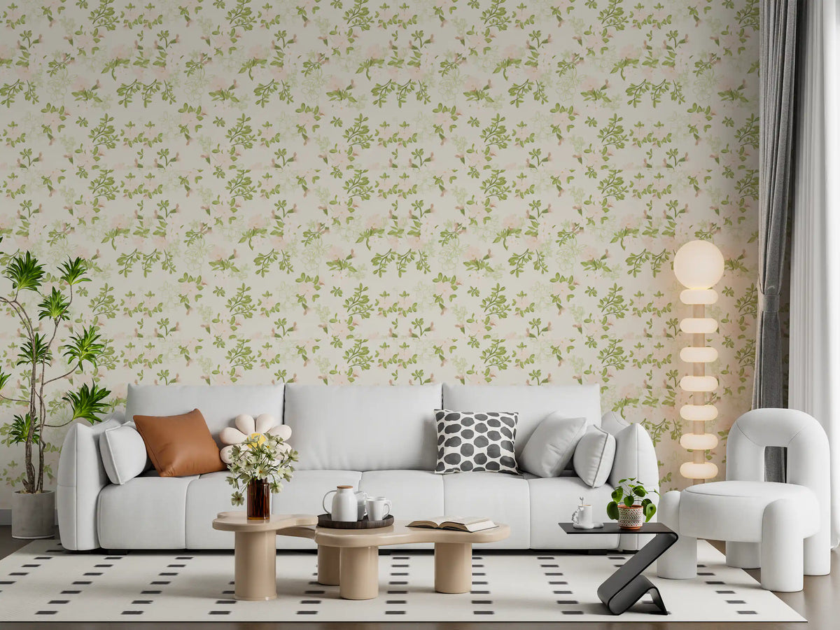 Soft Blush Petal Meadow Wallpaper⁠