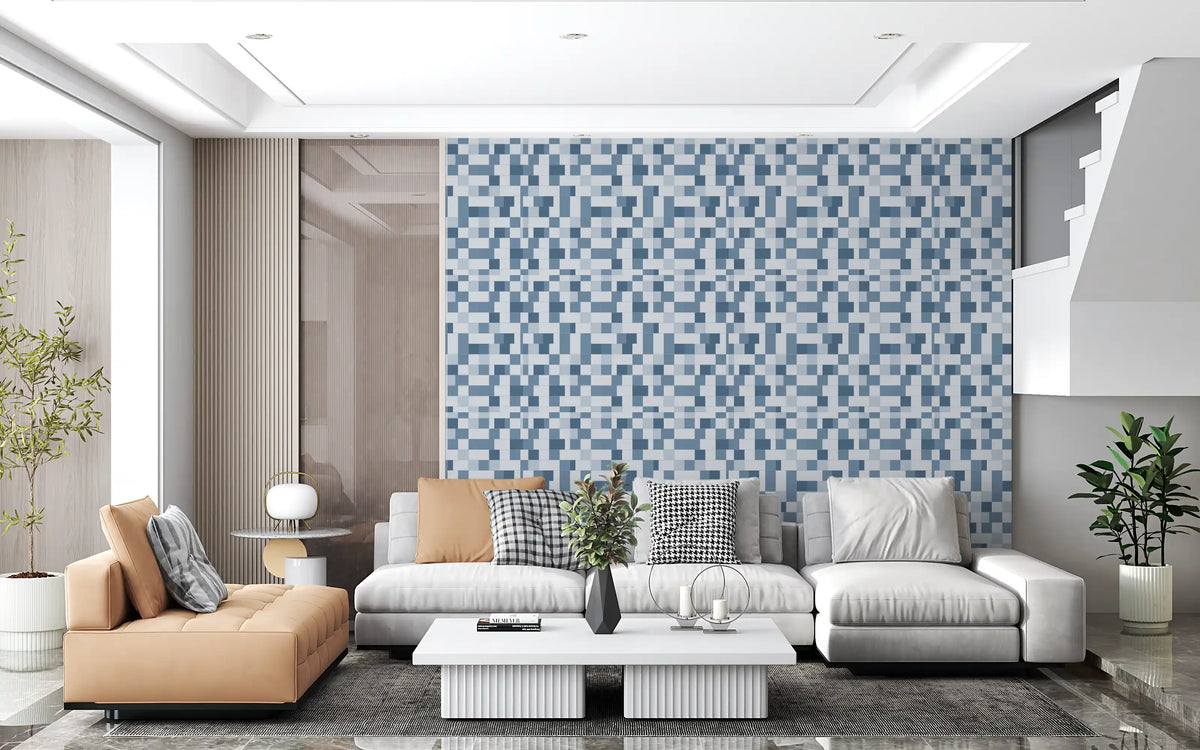 Minimalist Blue Mosaic Grid Wallpaper⁠