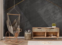 Black Grunge Gold Line Wallpaper Murals - Giffywalls
