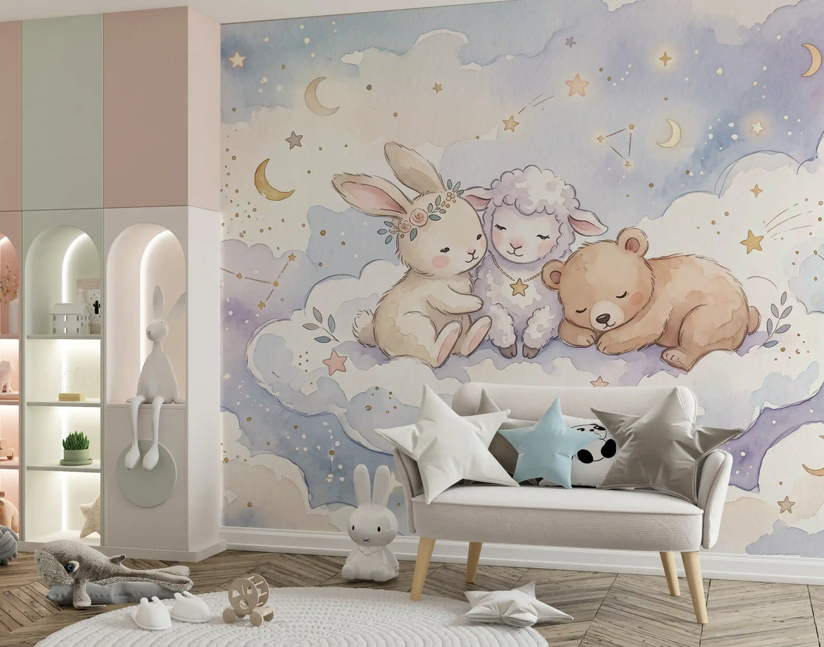 Celestial Animal Cuddle Wall Mural