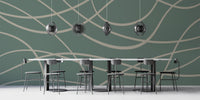 Abstract Green Line Wallpaper Mural