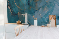 Alcohol Ink Art Blue Wallpaper Mural - Giffywalls