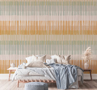 Decorative Earthy Striped Geometric Wallpaper Mural
