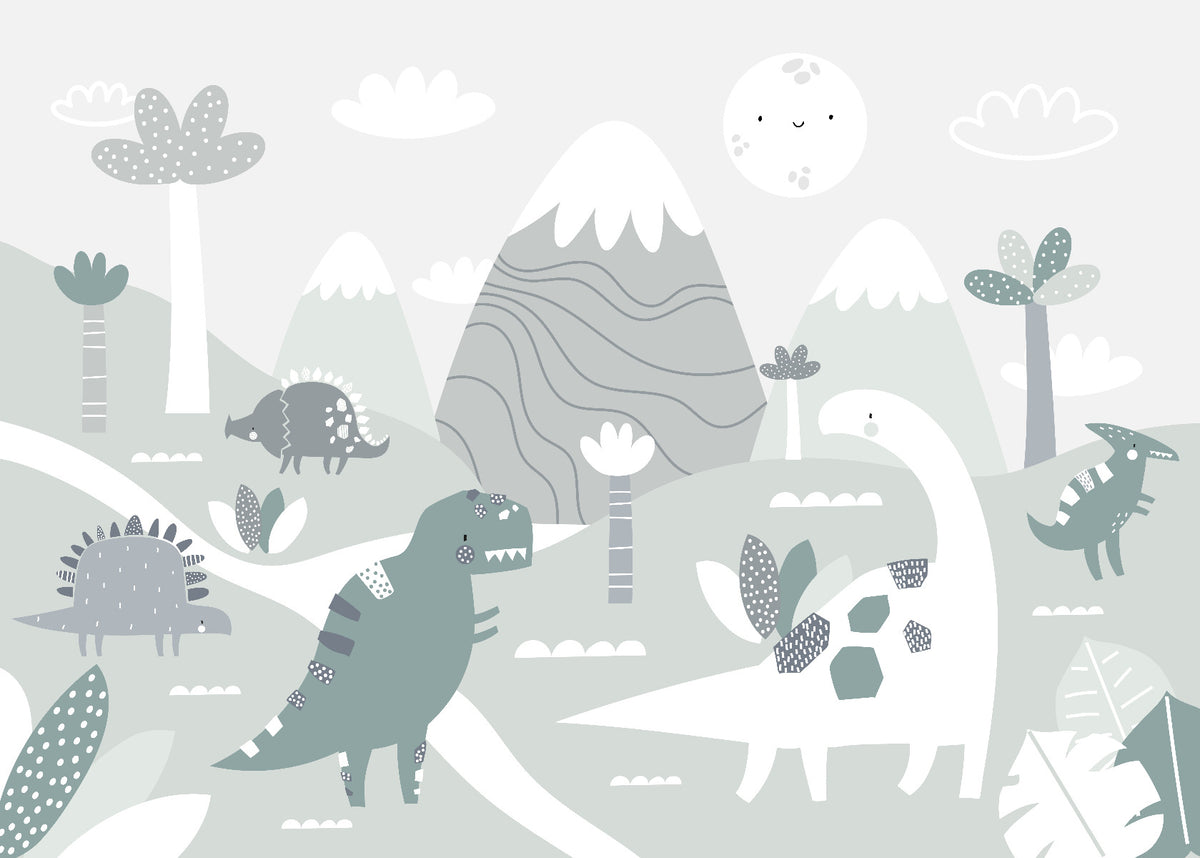 Dinosaur World Kids Wallpaper Murals in your room — zoomed