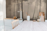 Spooky Haunted Halloween Foggy Forest Wallpaper Mural - Giffywalls