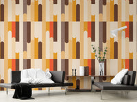 Orange and brown retro geometric wallpaper
