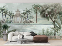 Artistic riverbank mural with tropical hues
