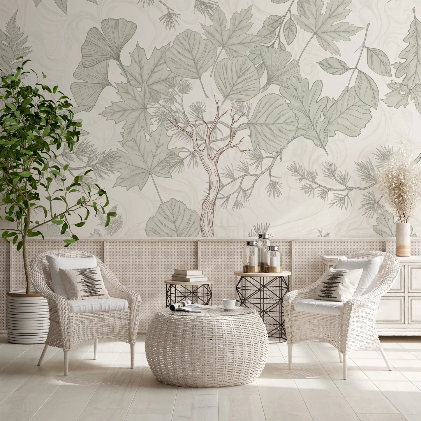 Serene Woodland Sketch Wall Mural