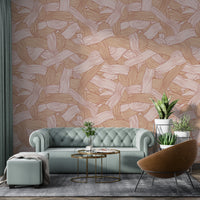 Hand-drawn style striped wallpaper in cream and beige


