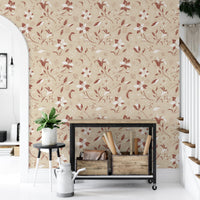 Light floral wallpaper with graceful cream lilies

