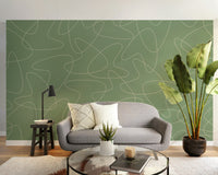 Vintage-inspired green boomerang pattern wallpaper