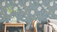 Elegant turquoise vintage wallpaper design