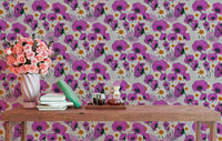 Wild Purple Flower Pattern Wallpaper