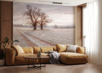 Misty Morning Meadow Wall Mural