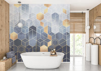 Hexagonal Ombre Gold Wallpaper Mural - Giffywalls