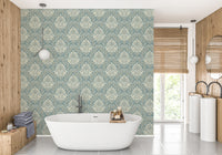 Stylish Baroque Style Damask Wallpaper accent
