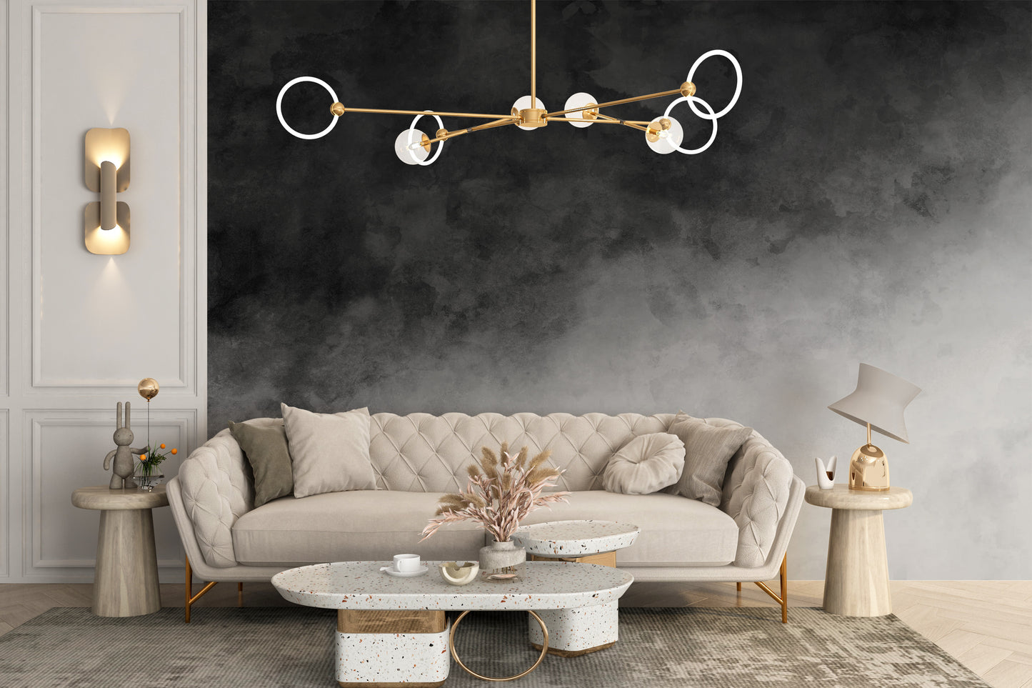 Black & Gray Watercolor Gradient Wallpaper Mural - Giffywalls