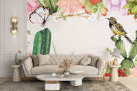 Lush succulents design in a wallpaper mural style
