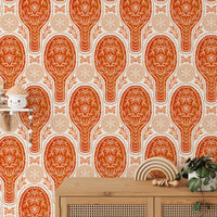 Sophisticated floral rockets mural in red for modern decor.
