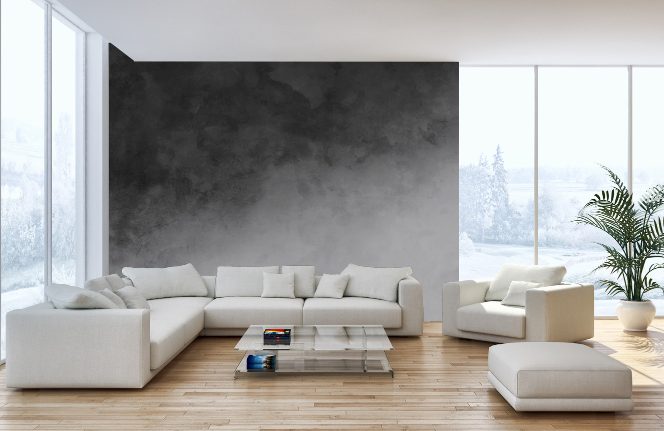 Modern black & gray abstract wall covering for living room
