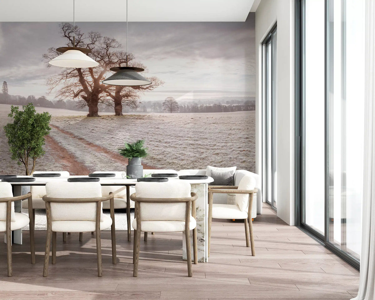Misty Morning Meadow Wall Mural