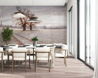 Misty Morning Meadow Wall Mural