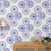 Sophisticated blue porcelain wallpaper for a classic wall accent.
