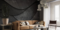 Black Grunge 3D Waves Corporate Wallpaper Mural - Giffywalls