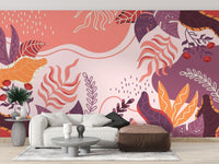 Abstract Large Green Leaves Wallpaper Mural - Giffywalls