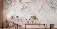 Delicate Pink Floral Mural Wallpaper
