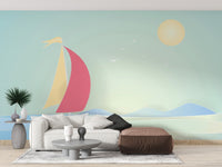 Summer Boat Sailing Wallpaper Mural - Giffywalls