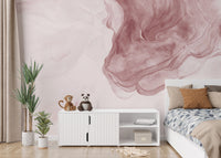 Warm brown watercolor abstract mural for walls