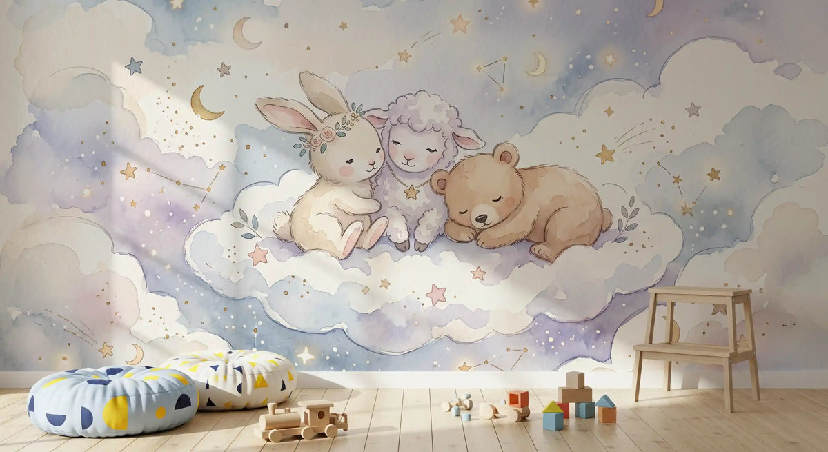 Celestial Animal Cuddle Wall Mural
