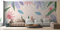 Abstract Leaves Flowers Wallpaper Murals - Giffywalls