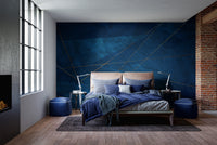 Abstract wallpaper mural with dark blue grunge tones for offices.
