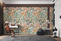 Botanical Fiesta Wallpaper Mural - Giffywalls