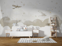 Serene nursery vibes with Skyward Fantasies Wallpaper
