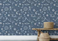Space Voyage Blue Wallpaper for a galactic touch