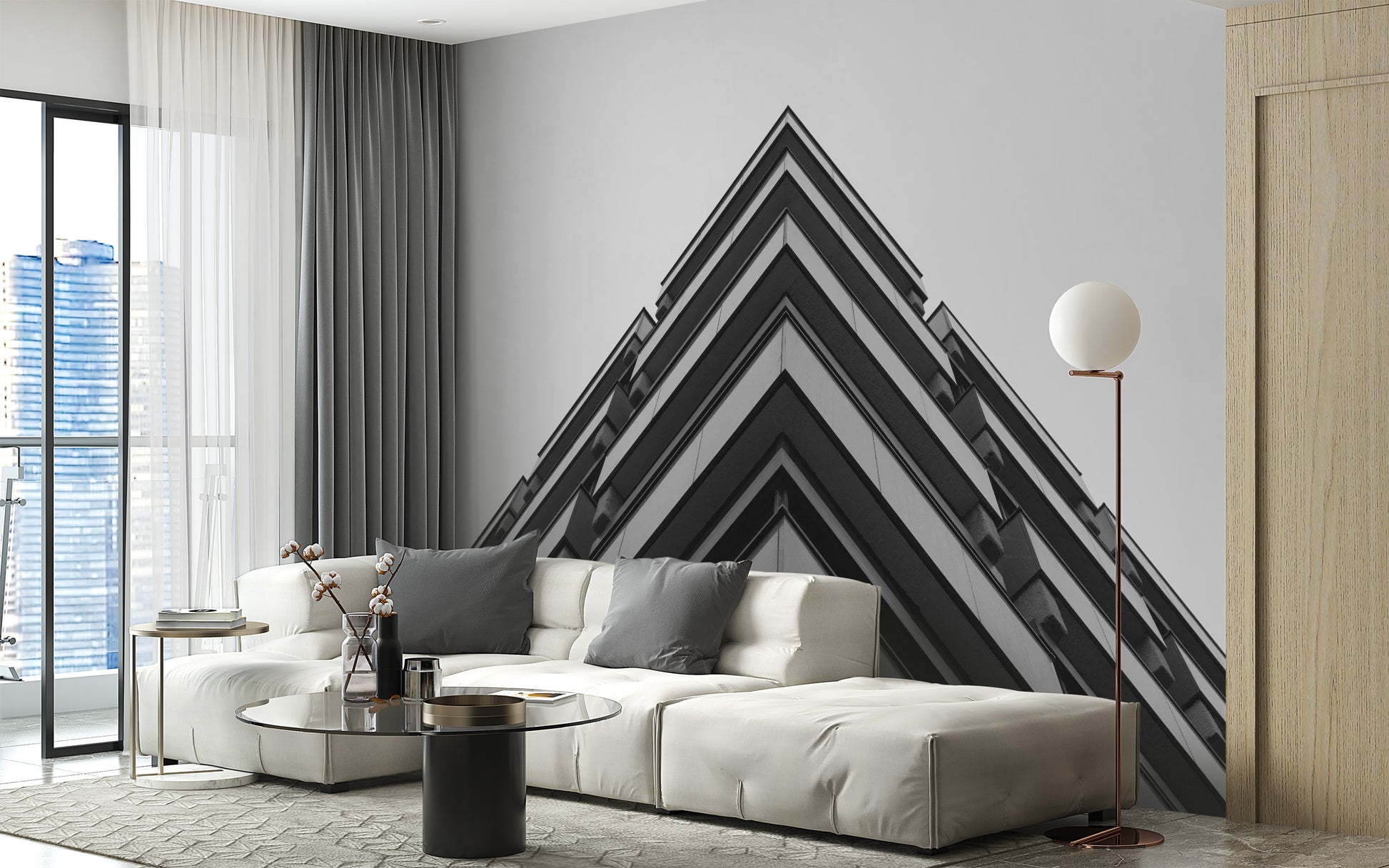 Modern Grey Concrete 3D Building Wallpaper Mural for interiors
