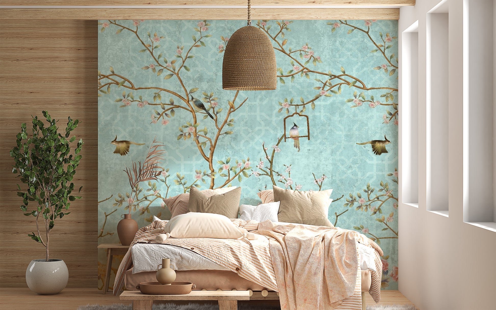 Vintage Chinoiserie Wall Mural Design
