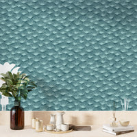 Modern Tropical Teal wallpaper adding depth and elegance to walls.
