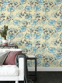 Whimsical floral wallpaper mural with graceful, delicate designs.
