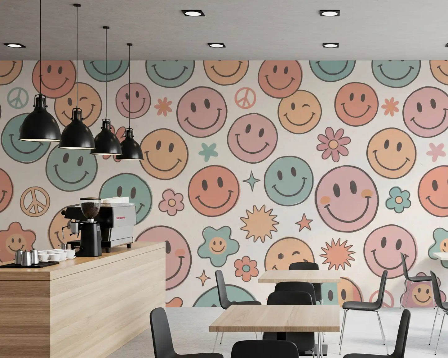 Retro Happy Face Groovy Smiles Wall Mural