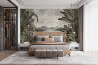 Depicting Cense Green Vintage Forest Peel & Stick Wallpaper Mural - Giffywalls