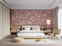 Romantic wallpaper featuring watercolor pink rose patterns
